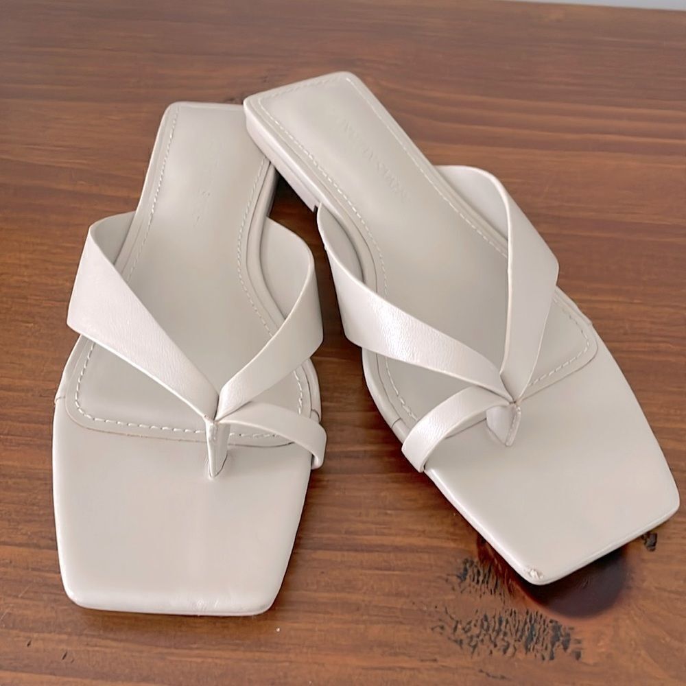 Jonathan Simkhai Beige Leather Thong Sandals